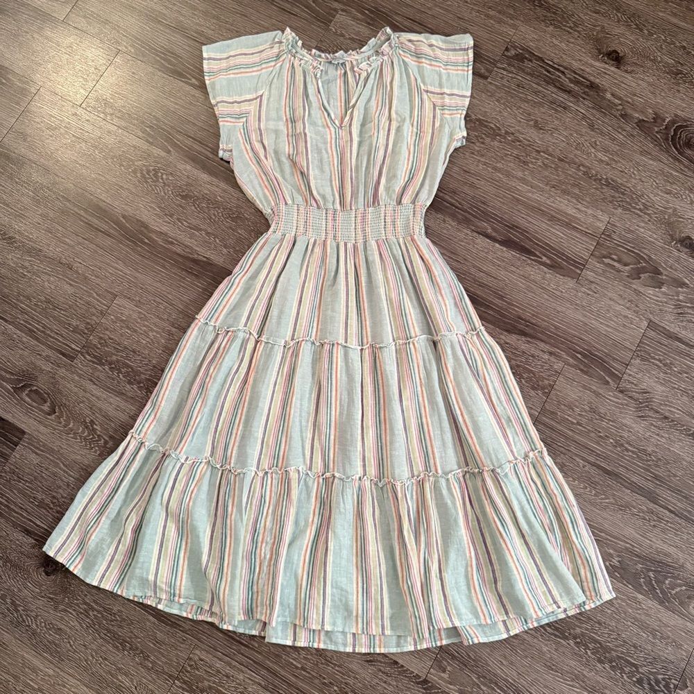 Rails Amellia Linen Blend Striped Midi Dress